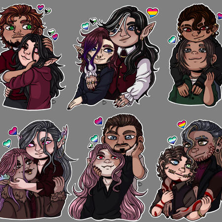 Multiple two two figure chibi busts, shaded Multiple two two figure chibi busts, shaded