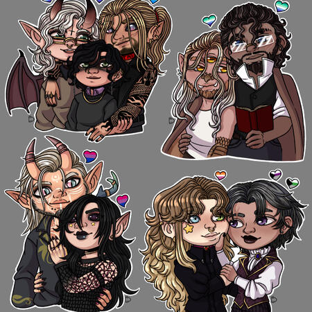 Multiple 2/3 Chibi Busts, Shaded