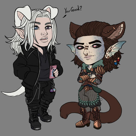 Two full body chibis, unshaded